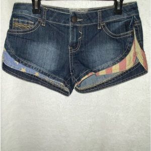 American flag denim shorts